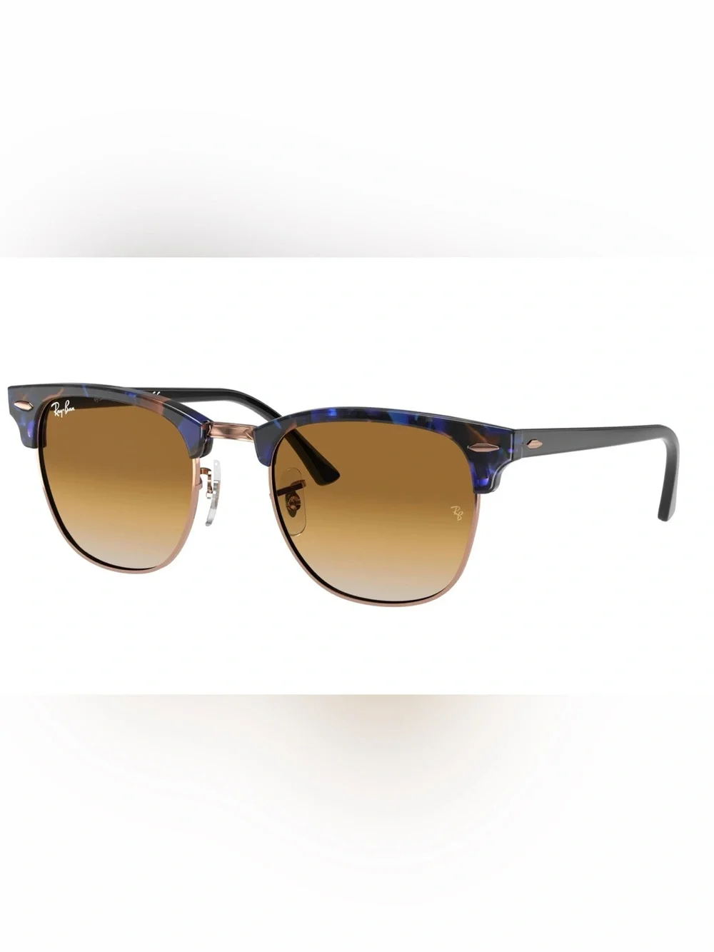 Ray-Ban RB3016 Clubmaster Sunglasses in Tortoise Shell Blue and Brown - Picture 3 of 12